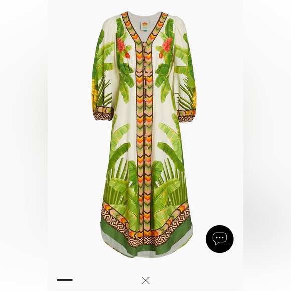 🎉Host pick 🎉NWT  Farm Rio Fresh Forest Linen-Blend Midi-Dress - Picture 2 of 13